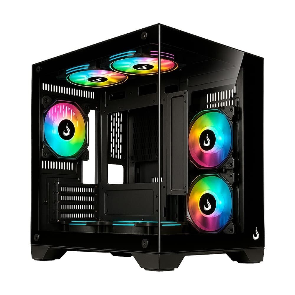 Gabinete Gamer Rise Mode Galaxy Glass M Mini, M-ATX, Lateral e Frontal em Vidro Temperado, Sem FANs, Preto - RM-GA-GGMN-FB