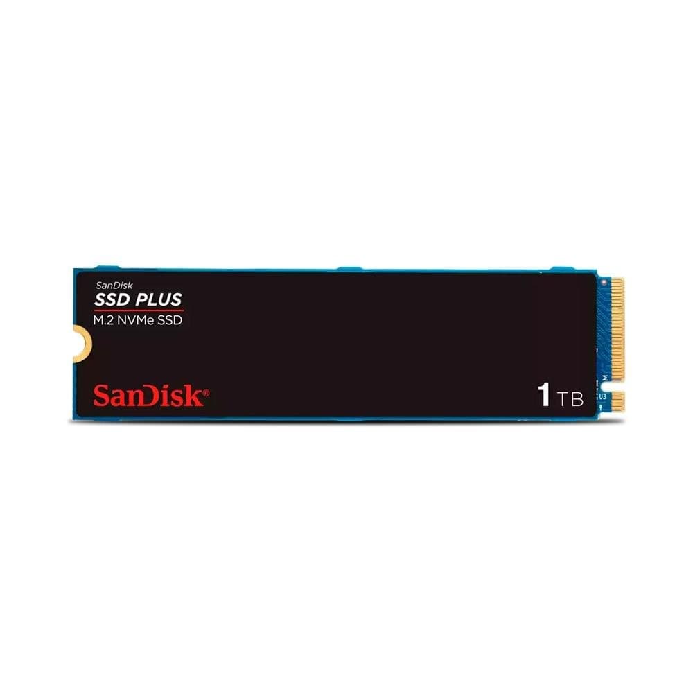 SSD SanDisk Plus NVMe, 1TB, M.2, PCle, Gen3, Leitura 3.200 e Gravação acima de 3.200, Preto - SDSSDA3N-1T00-G26