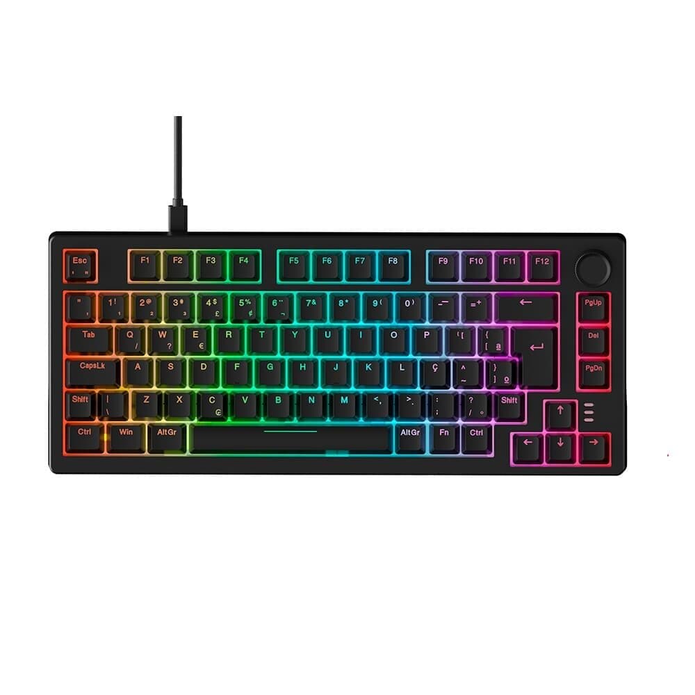 Teclado Sem Fio Mecânico Gamer Husky Nomadic, RGB, Switch Gateron G Pro Brown, Bluetooth, ABNT2, Preto - HTG800PTMA