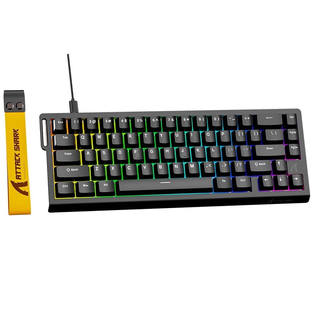 Teclado Magnético Gamer Attack Shark X68 HE, Rapid Trigger, 8000Hz, 0.01mm, 65%, Black, Preto - AS-X68HE-BK