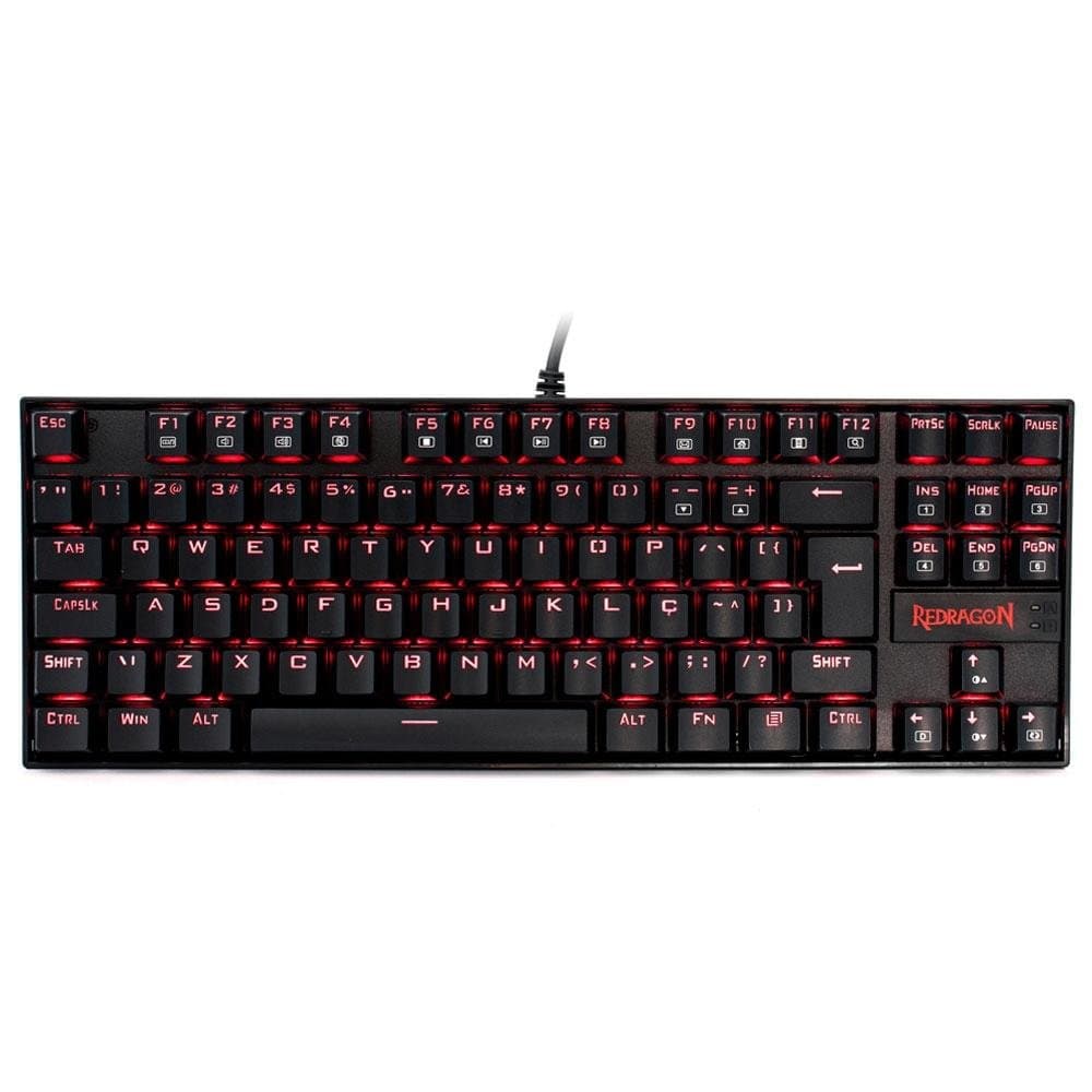 Teclado Mecânico Gamer Redragon Kumara, Anti-Ghosting, LED Vermelho, Switch Blue, ABNT2, Preto - K552-2 (PT-RED)