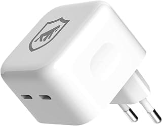 Gshield Carregador de Parede Universal Turbo Power Delivery 35W Duplo Tipo C, Compatível com iPhone e Certificado Anatel, Branco