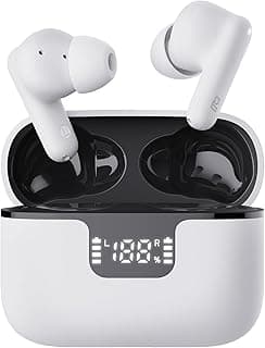 Geonav Fone de ouvido TWS com cancelamento ativo de ruído (ANC) e ambiente (ENC) HarmonyWave, Bluetooth, Autonomia 30 horas, Microfone, Estojo carregador, AER15WT, Branco